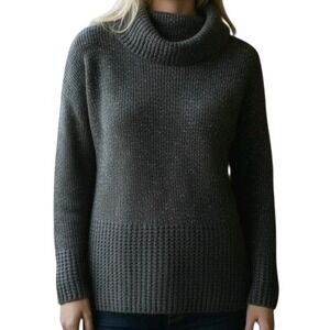 DKNY Womens Cowl Neck Sweater Size Large Dark Gray Acrylic Blend Long Sleeve